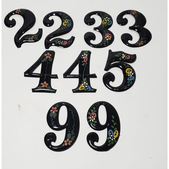 Vintage Hand Painted Metal Whist Card Table Numbers House Numbers